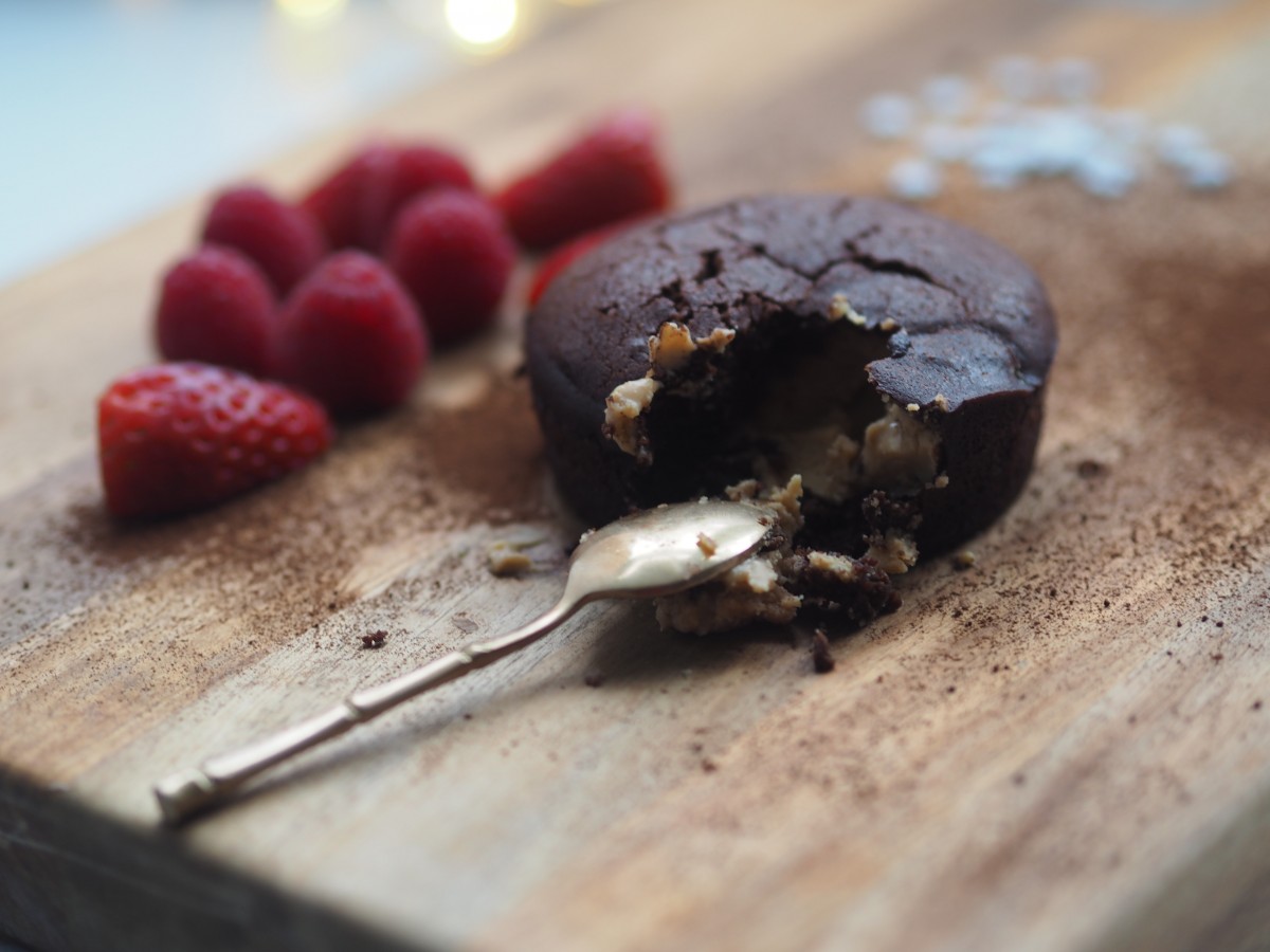 Peanut butter and chocolate lava pots